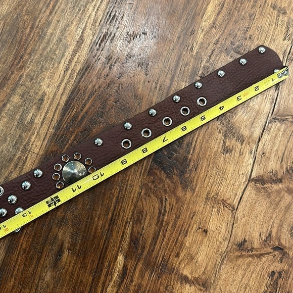 Leatherock Brown Leather Studded Crystal Embellished Belt SzM - Picture 10 of 16